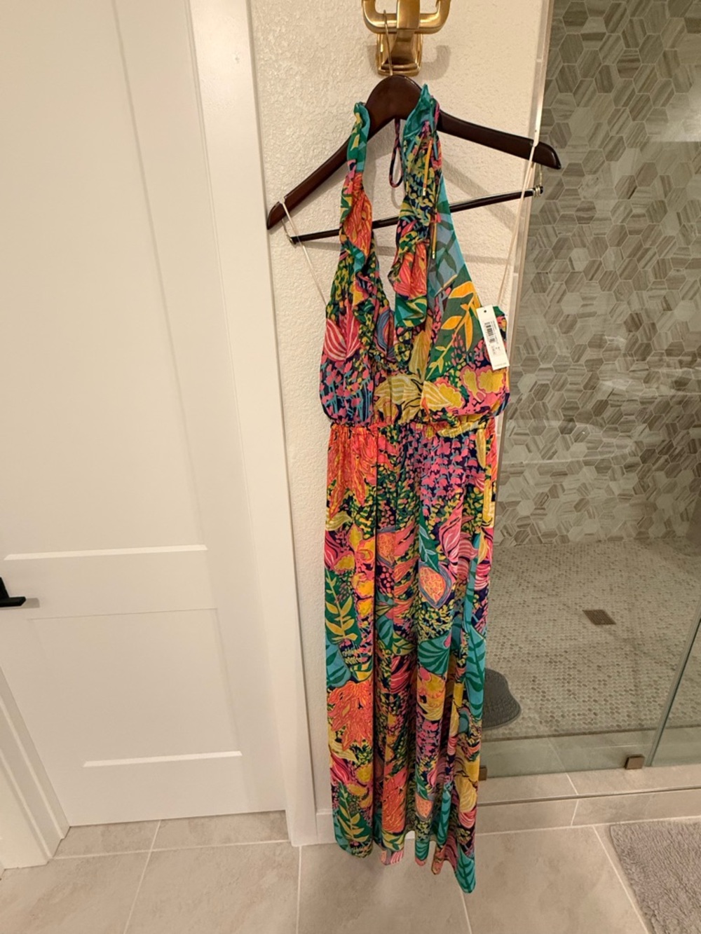 Trina Turk Tropical Halter Wide-Leg Jumpsuit - Multicolor NWT Size M - Picture 8 of 8